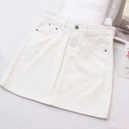Retro High Waist A - Line Denim Skirt for Women - Catch Cards