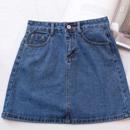 Retro High Waist A - Line Denim Skirt for Women - Catch Cards