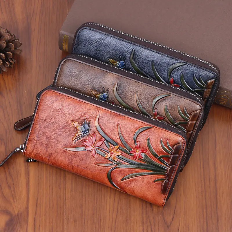 Retro Style Long Clutch with Multiple Card Slots - Catch Cards