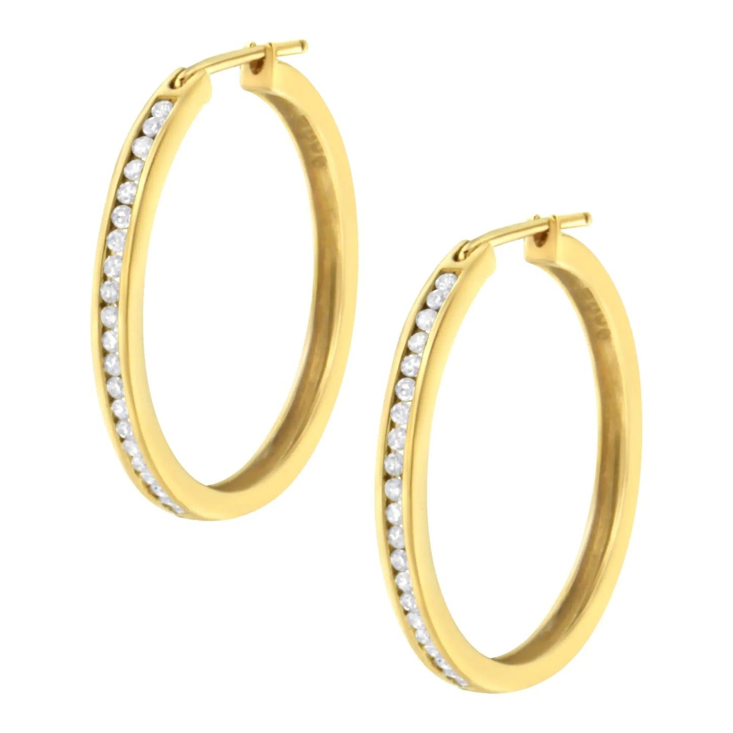 10K Yellow Gold 1/2 cttw Channel Set Diamond Hoop Earrings (I-J Clarity, I1-I2 Color) WEM Support (www.WEM.support)