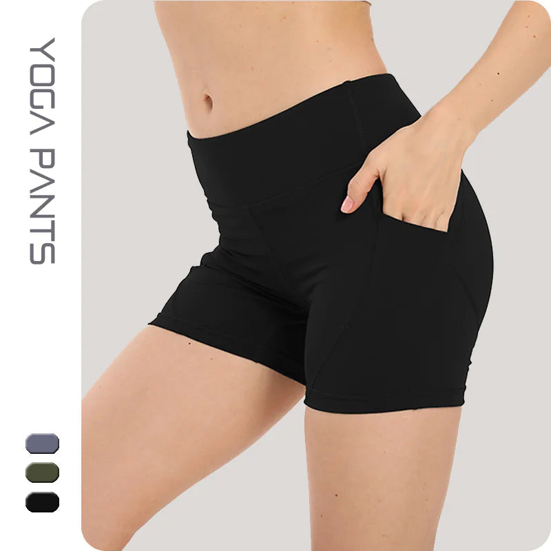 High Waist Tight Sports Shorts Women's Fitness Net Red Yoga Pants HejK.com
