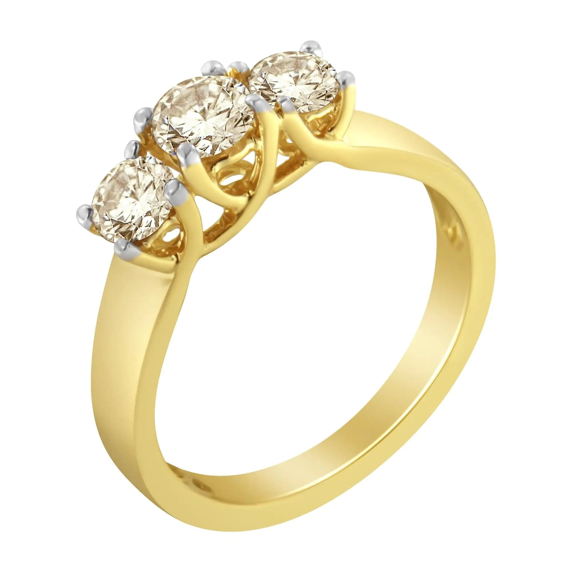 10K Yellow Gold Diamond 3-Stone Ring (1 Cttw, J-K Color, I1-I2 Clarity) WEM Support (www.WEM.support)