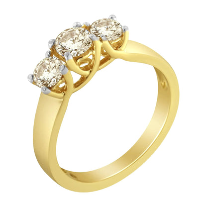 10K Yellow Gold Diamond 3-Stone Ring (1 Cttw, J-K Color, I1-I2 Clarity) WEM Support (www.WEM.support)