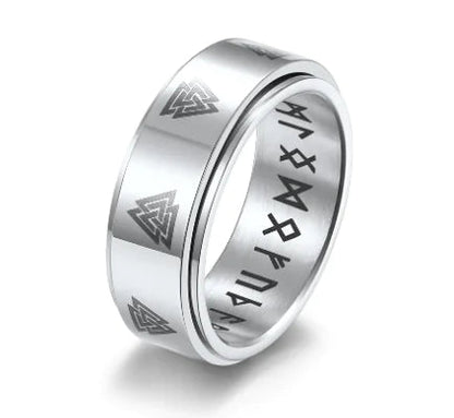 Rotatable Triangle Pattern Stainless Steel Ring - Catch Cards
