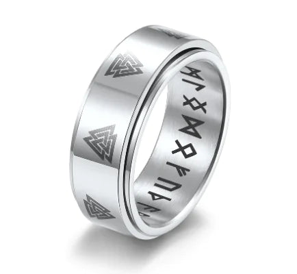 Rotatable Triangle Pattern Stainless Steel Ring - Catch Cards
