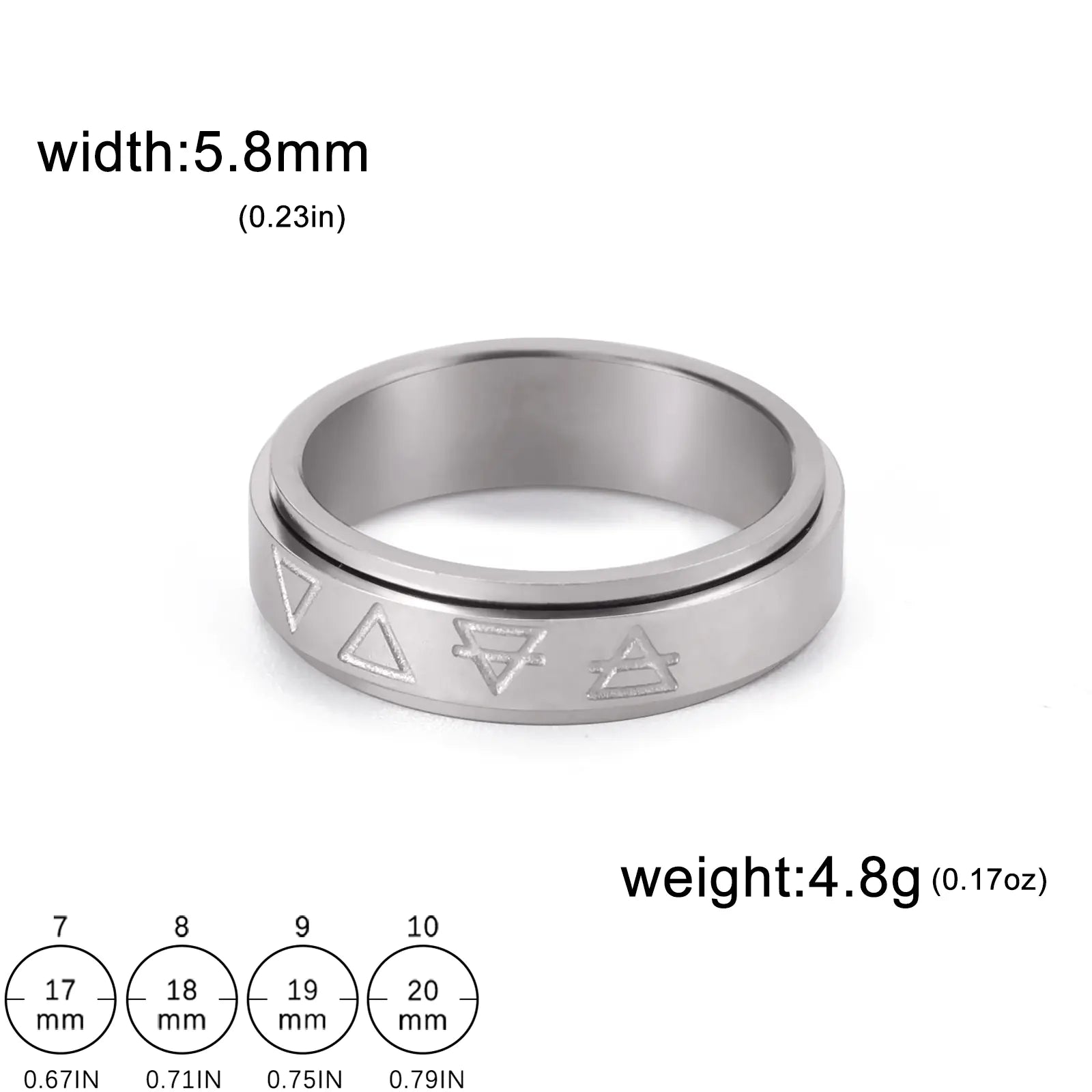 Rotatable Triangle Pattern Stainless Steel Ring - Catch Cards