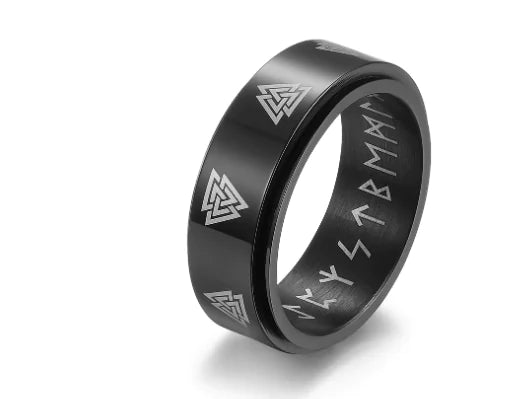 Rotatable Triangle Pattern Stainless Steel Ring - Catch Cards