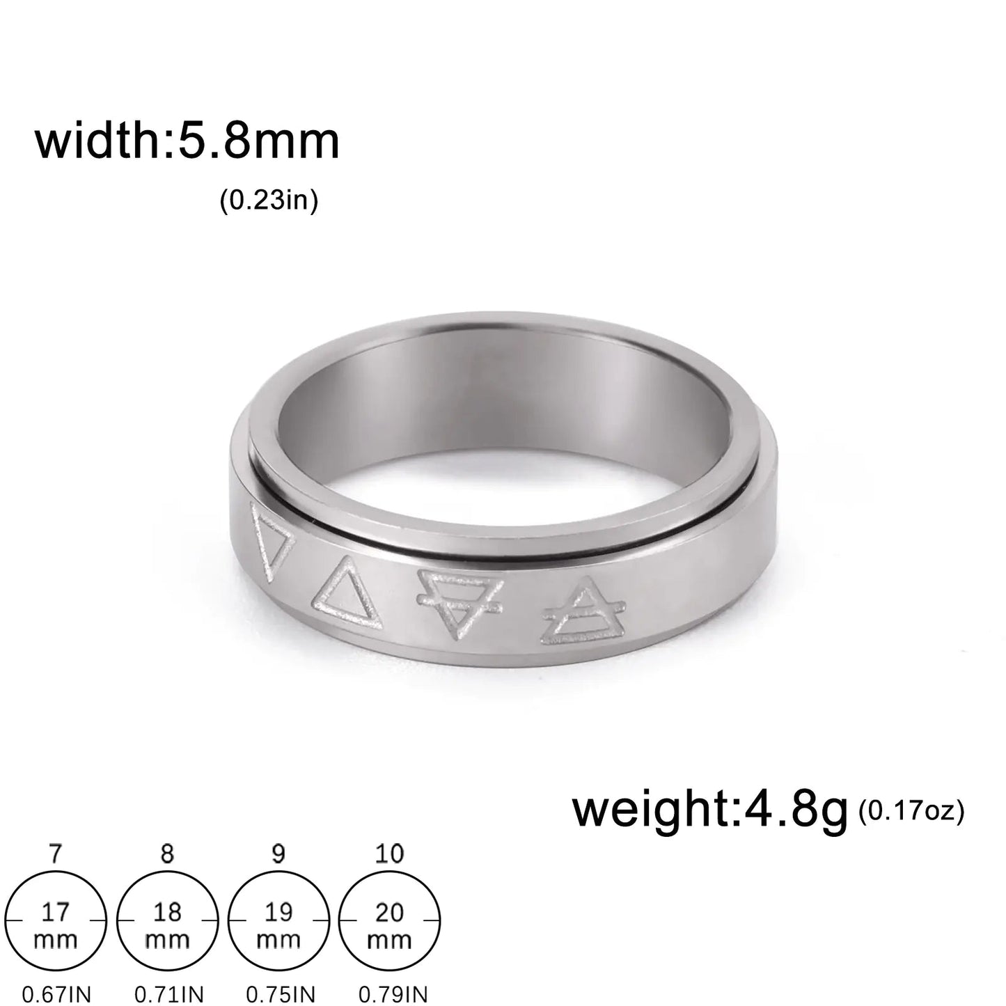 Rotatable Triangle Pattern Stainless Steel Ring - Catch Cards