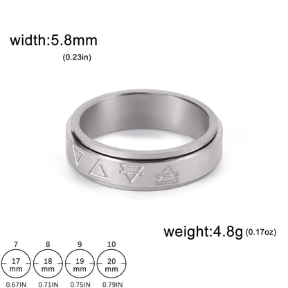 Rotatable Triangle Pattern Stainless Steel Ring - Catch Cards