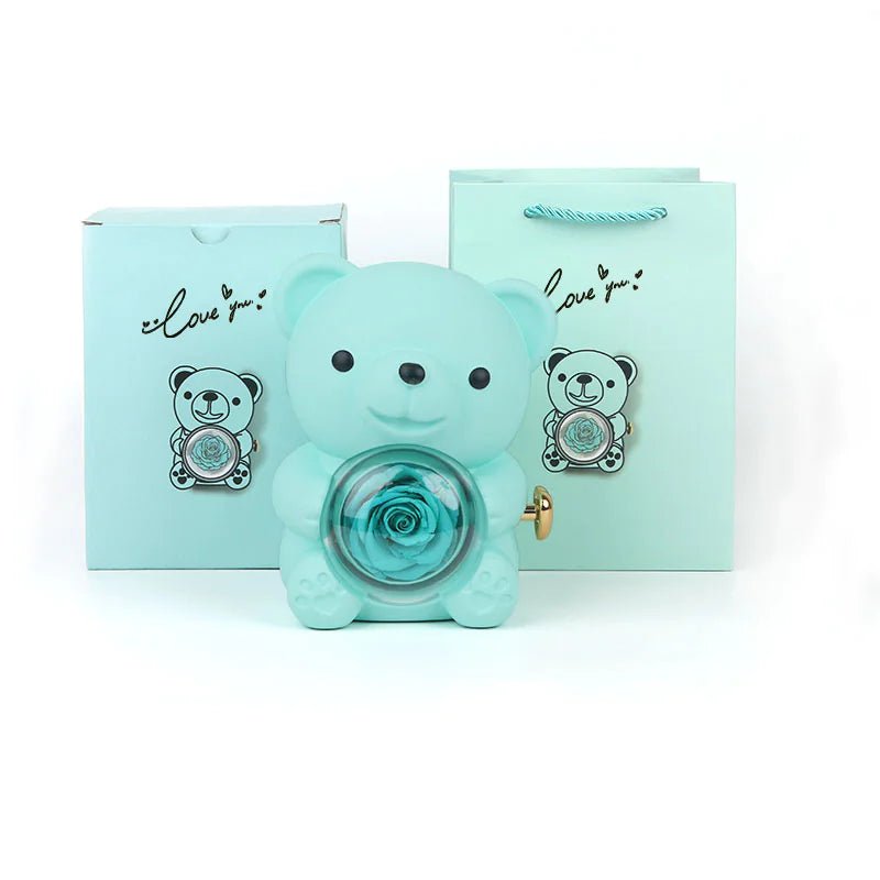 Rotating Bear Gift Box Rose Jewelry Box - Catch Cards