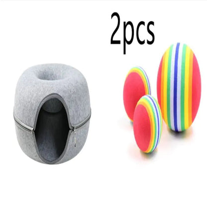 Round Woolen Cat Nest & Tunnel - Catch Cards