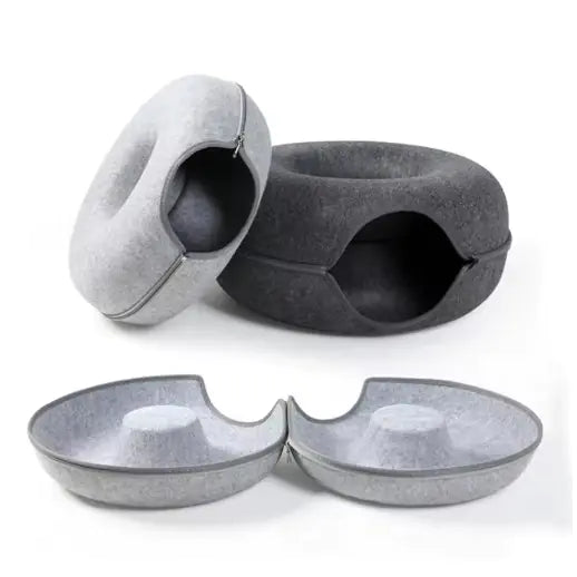 Round Woolen Cat Nest & Tunnel - Catch Cards