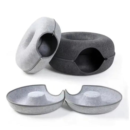 Round Woolen Cat Nest & Tunnel - Catch Cards