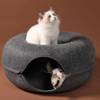 Round Woolen Cat Nest & Tunnel - Catch Cards