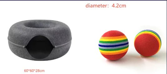 Round Woolen Cat Nest & Tunnel - Catch Cards
