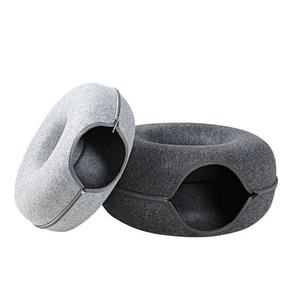 Round Woolen Cat Nest & Tunnel - Catch Cards