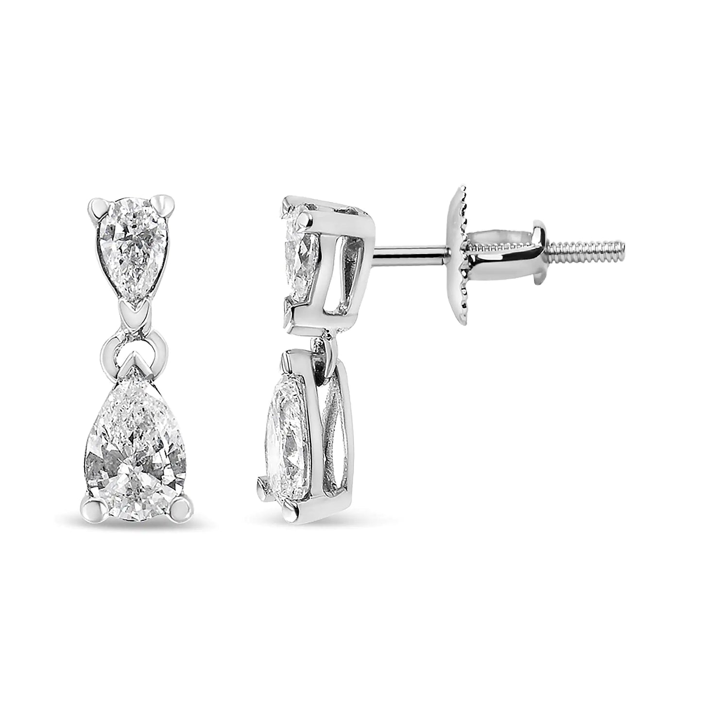 14K White Gold Pear Shape Lab Grown Diamond Dangle Stud Earrings (G-H Color, VS2-SI1 Clarity) WEM Support (www.WEM.support)