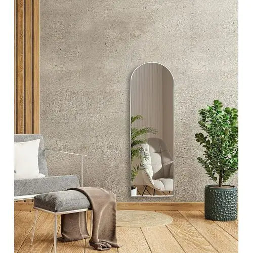 Silver 65x22 Inch Metal Arched Stand Full-length Mirror WEM Support (www.WEM.support)