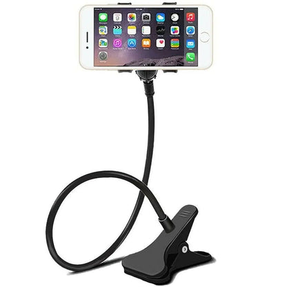 Universal Lazy Mobile Phone Gooseneck Stand Holder Flexible Bed Desk Table Clip WEM Support (www.WEM.support)