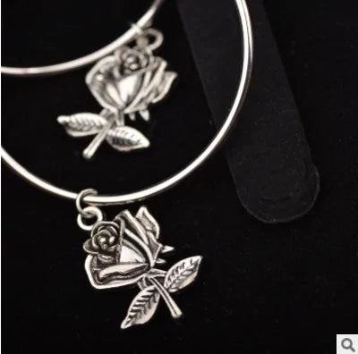 Dainty Rose Hoop Earings WEM Support (www.WEM.support)