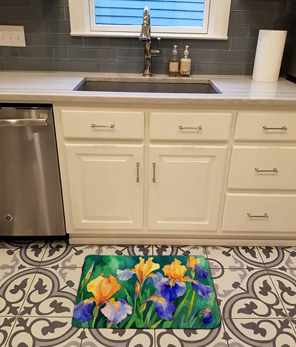 Tennessee Iris in Watercolor Memory Foam Kitchen Mat WEM Support (www.WEM.support)
