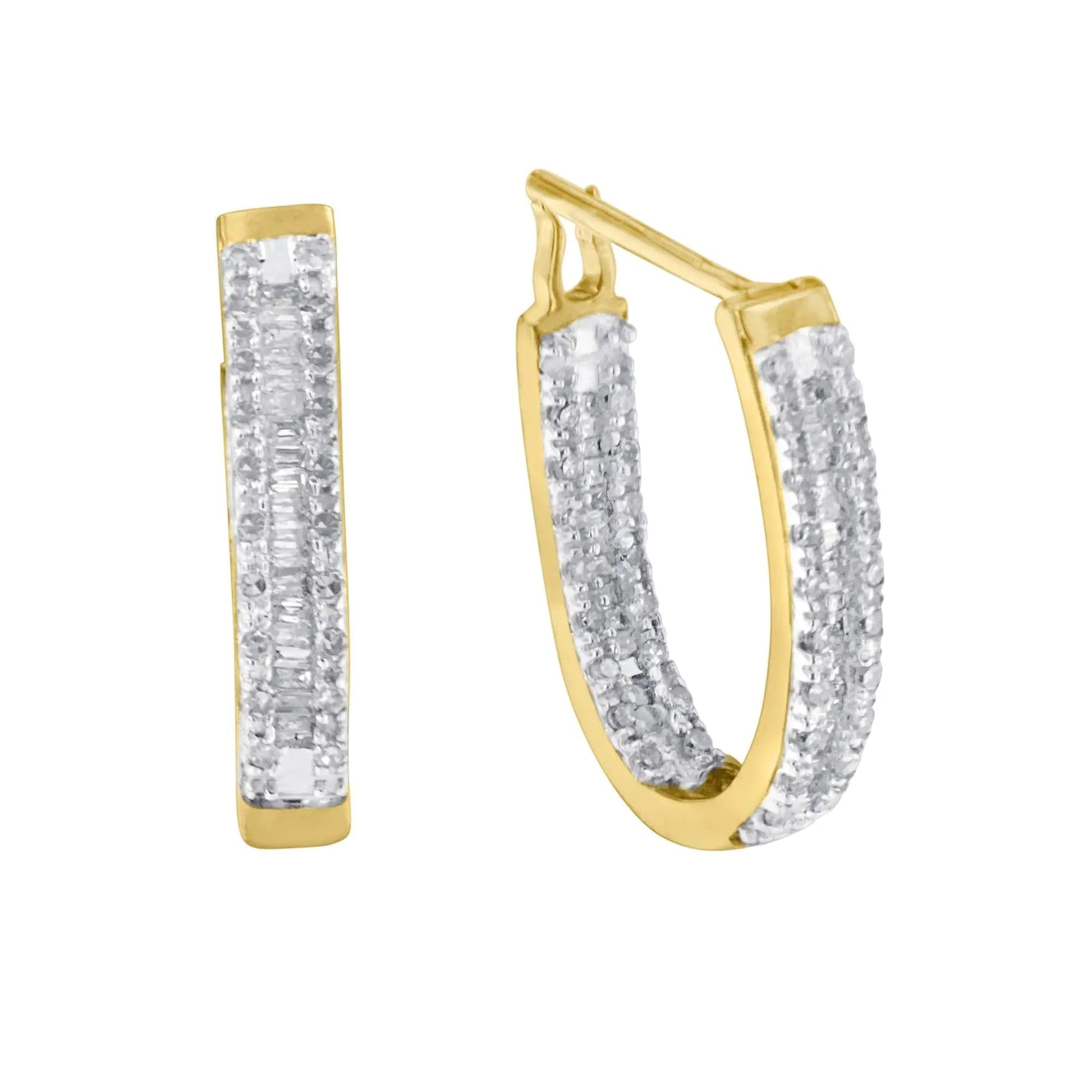 10k Yellow Gold Diamond Hoop Earrings (1 cttw, I-J Color, I1-I2 Clarity) WEM Support (www.WEM.support)