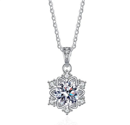 S925 Sterling Silver Snowflake Pendant Necklace - Catch Cards
