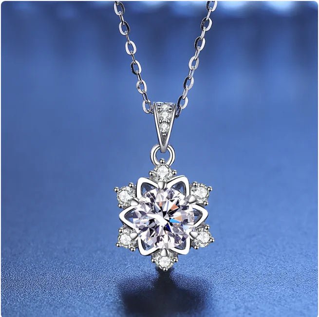 S925 Sterling Silver Snowflake Pendant Necklace - Catch Cards