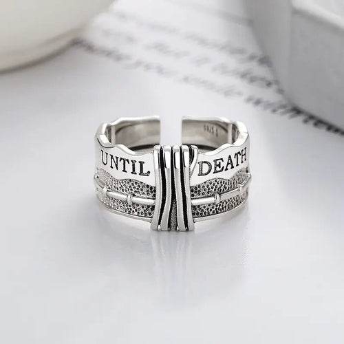 S925 Sterling Silver Vintage Distressed Ring - Catch Cards