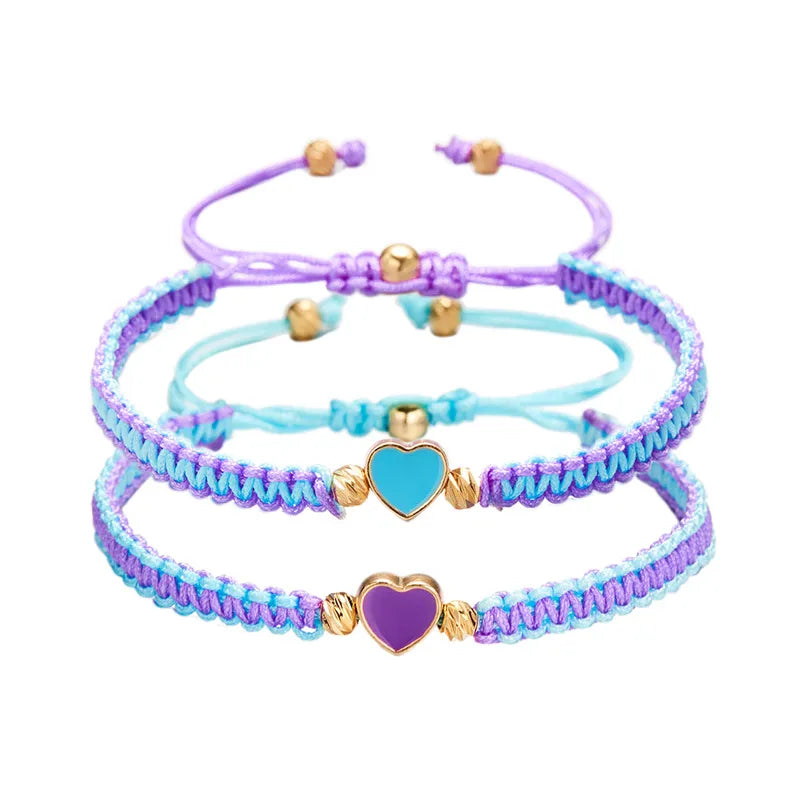 Heart-Shaped Woven Couple Bracelet WEM Support (www.WEM.support)