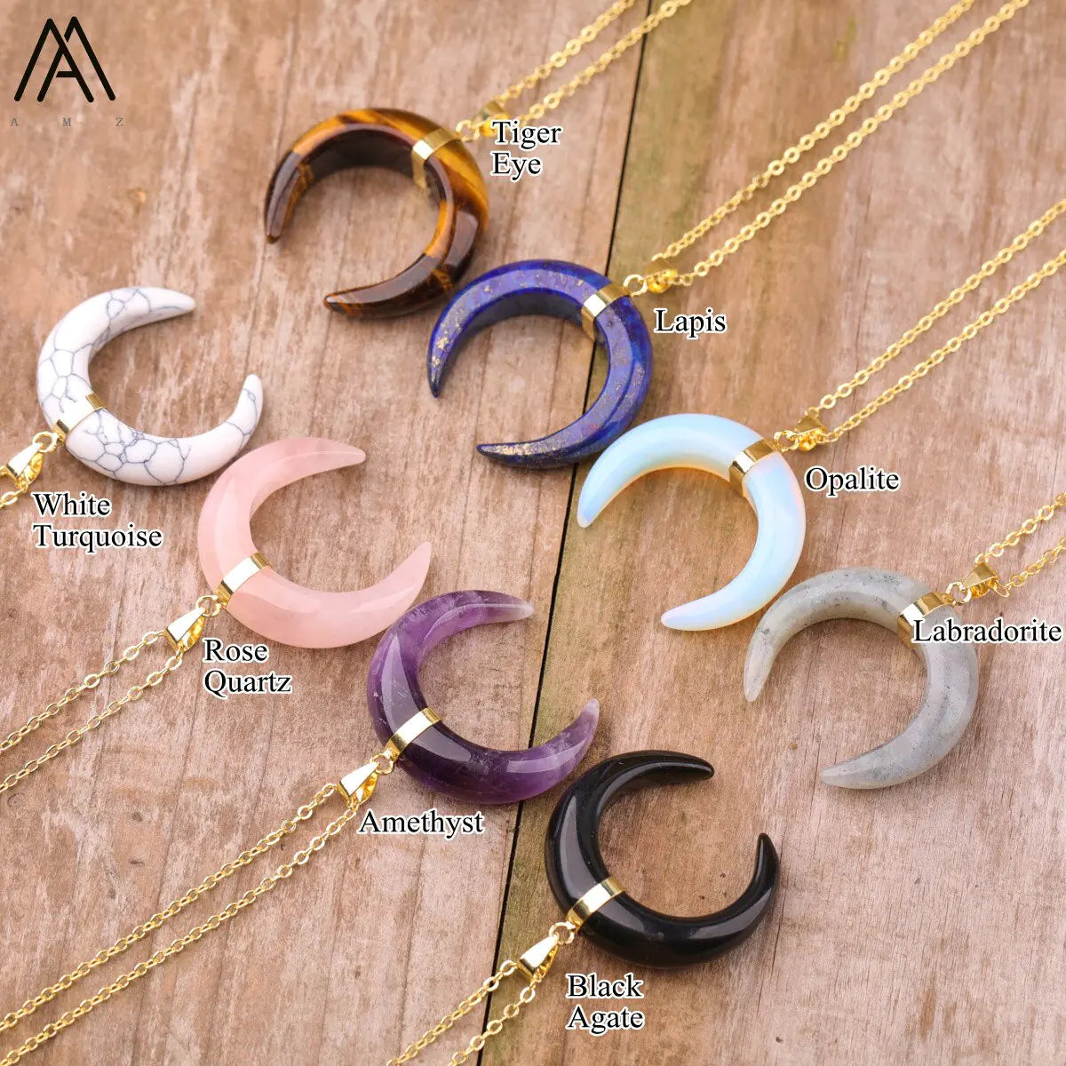 Moon Shape Amethyst Necklace WEM Support (www.WEM.support)