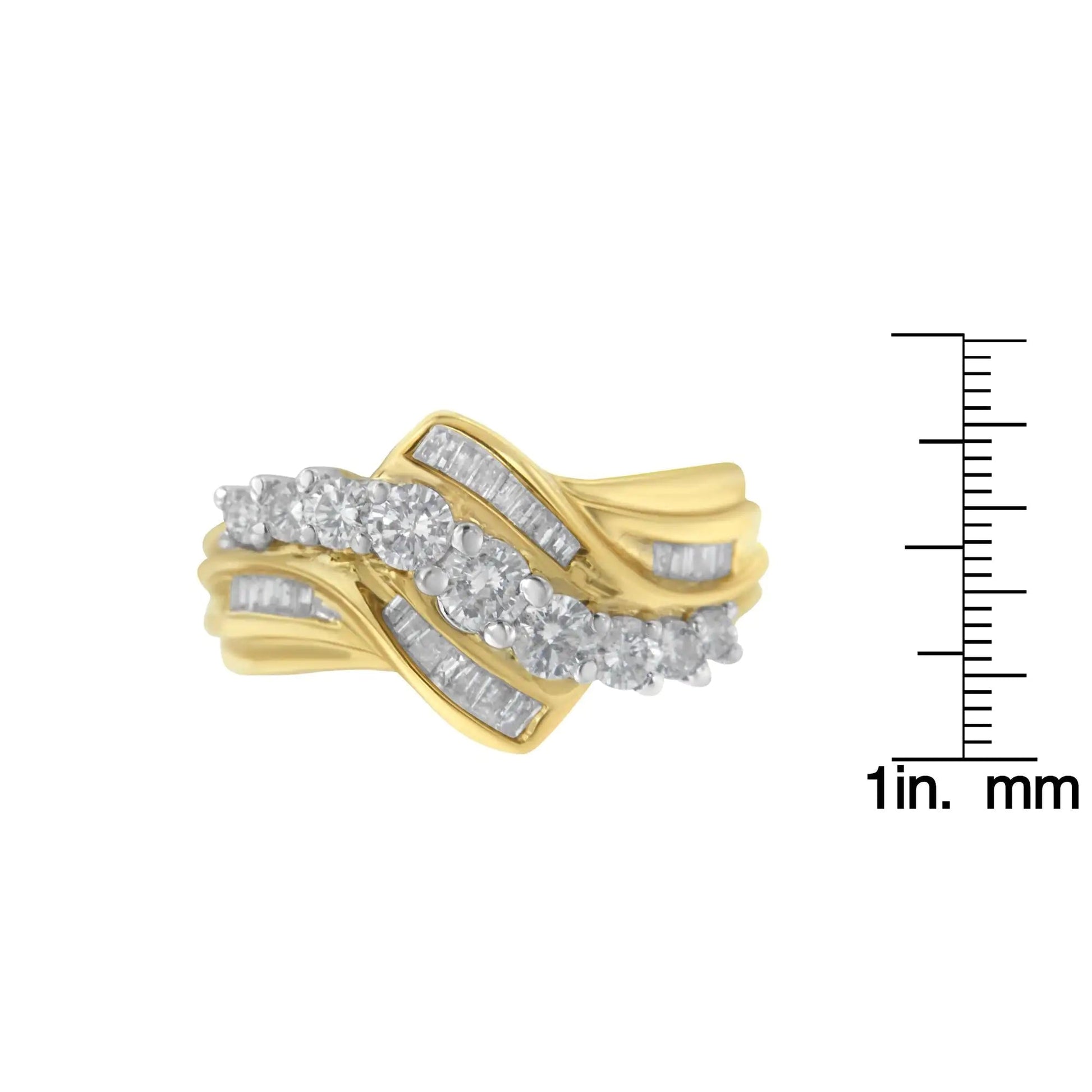 10K Two-Toned Diamond Bypass Ring (1 Cttw, H-I Color, SI2-I1 Clarity) WEM Support (www.WEM.support)