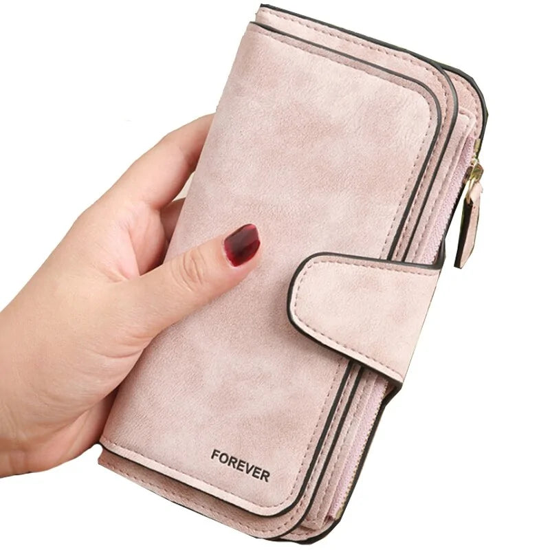 Wallet Brand Coin Purse Scrub Leather Women Wallet Money Phone Bag Female Snap Card Holder Ladies Long Clutch Carteira Feminina WEM Support (www.WEM.support)