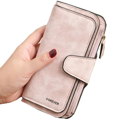 Wallet Brand Coin Purse Scrub Leather Women Wallet Money Phone Bag Female Snap Card Holder Ladies Long Clutch Carteira Feminina WEM Support (www.WEM.support)