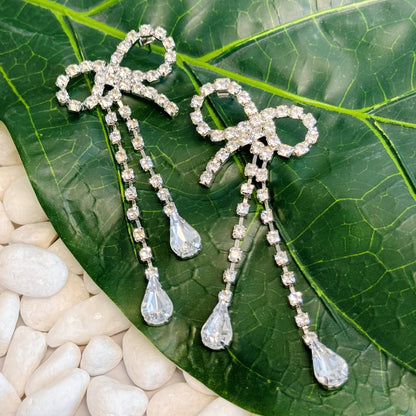 Crystal Bow Drop Earrings WEM Support (www.WEM.support)