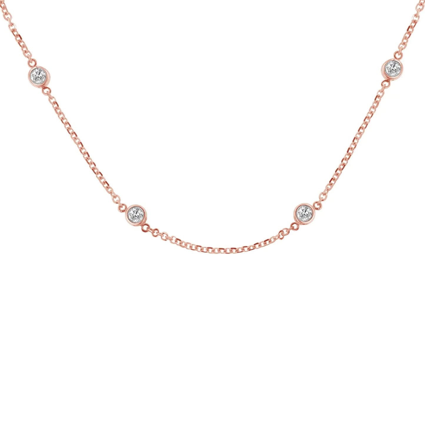Sterling Silver Bezel-Set Diamond Station Necklace (1 cttw, J-K Color, I1-I2 Clarity) WEM Support (www.WEM.support)