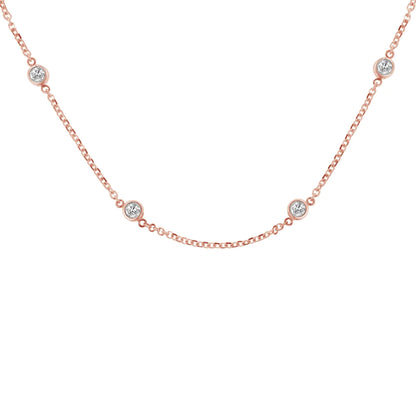 Sterling Silver Bezel-Set Diamond Station Necklace (1 cttw, J-K Color, I1-I2 Clarity) WEM Support (www.WEM.support)