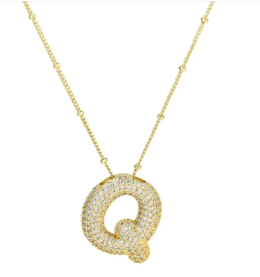 Brass Zircon Letter Necklace WEM Support (www.WEM.support)