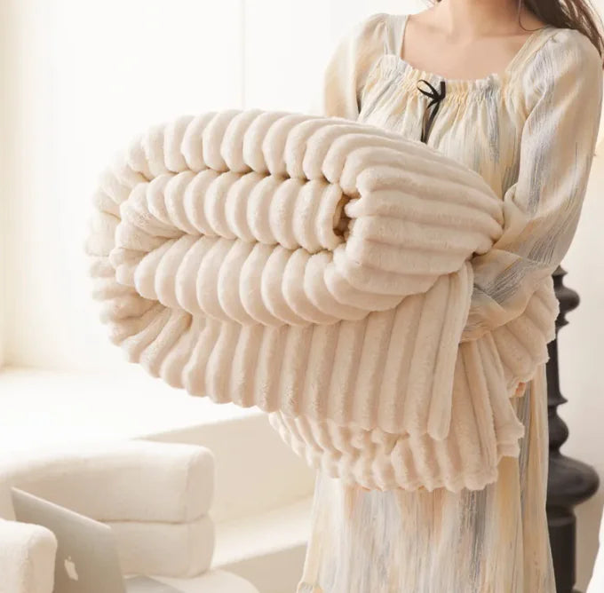 Ultra-Soft Rabbit Plush Double-Sided Velvet Knitted Sofa Blanket WEM Support (www.WEM.support)