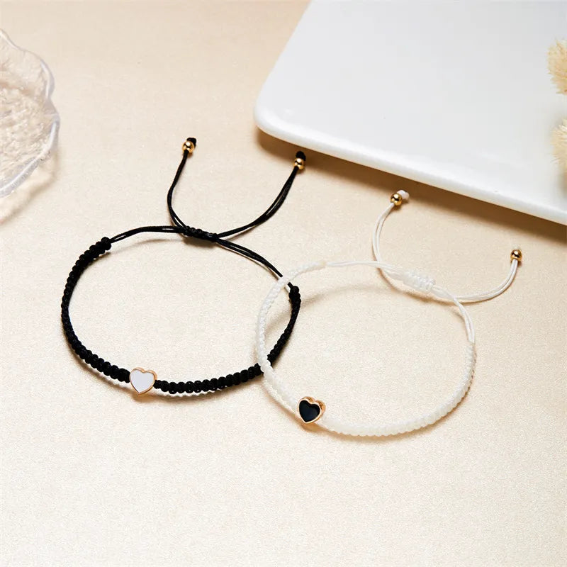 Heart-Shaped Woven Couple Bracelet WEM Support (www.WEM.support)