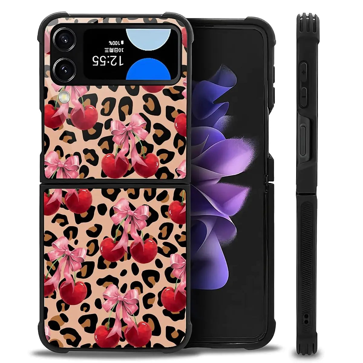 Case Compatible with Samsung Galaxy Z Fold 2 5G Case,Stained Glass Purple Flower Four Airbag Case for Galaxy Z Fold 2 5G,Christmas Drop Protection Case for Samsung Galaxy Z Fold 2 5G