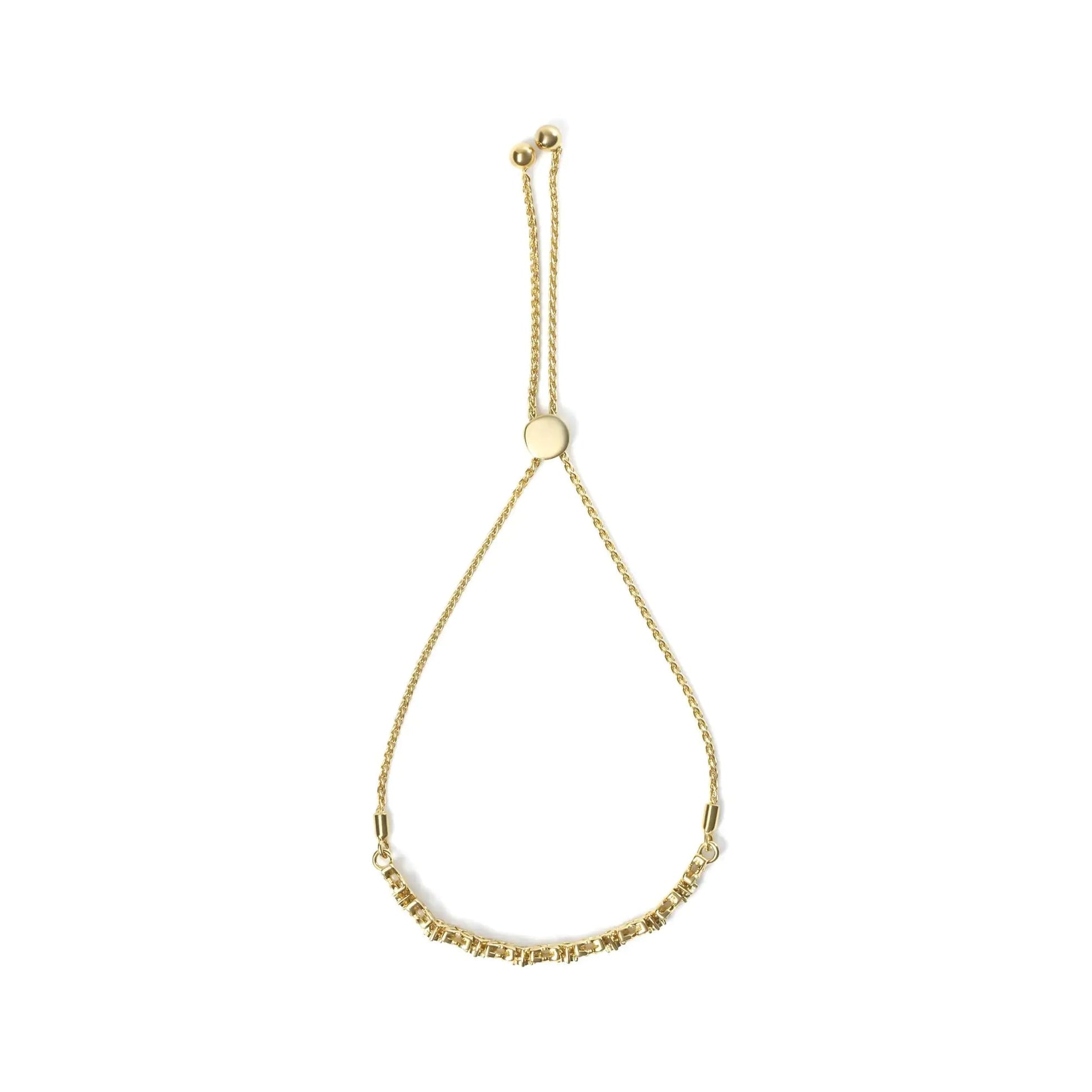 18K Yellow Gold Plated .925 Sterling Silver 1/4 Cttw Diamond Marquise Shaped Link 4"-10" Adjustable Bolo Bracelet (I-J Color, I1-I2 Clarity) WEM Support (www.WEM.support)