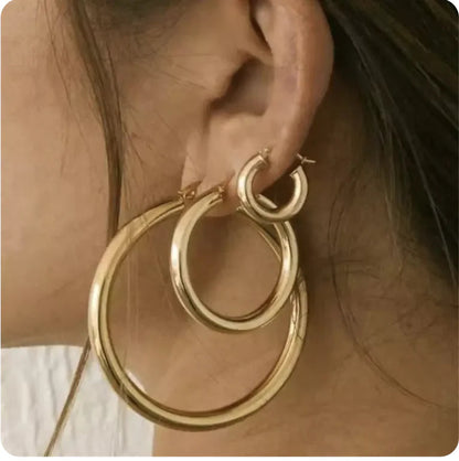Stainless Steel Large Hollow Circle Earrings WEM Support (www.WEM.support)