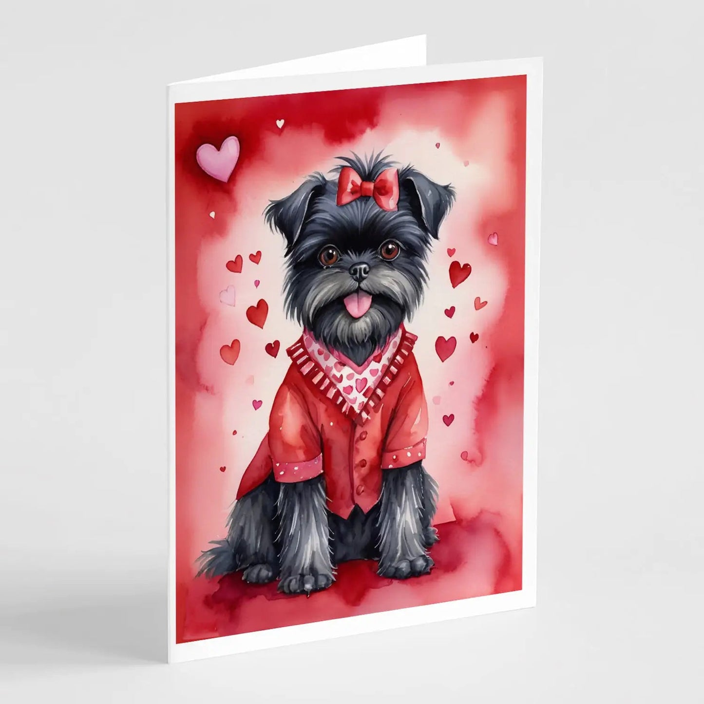 Affenpinscher My Valentine Greeting Cards Pack of 8 WEM Support (www.WEM.support)