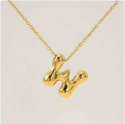 Women's Glossy Bubble Letter Pendant Necklace WEM Support (www.WEM.support)