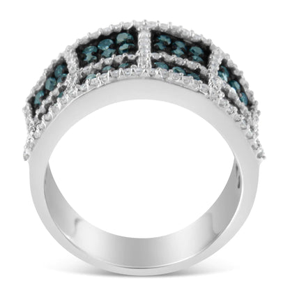 14K White Gold White and Treated Blue Diamond Cocktail Ring (1 1/2 Cttw, H-I Color, I1-I2 Clarity) WEM Support (www.WEM.support)