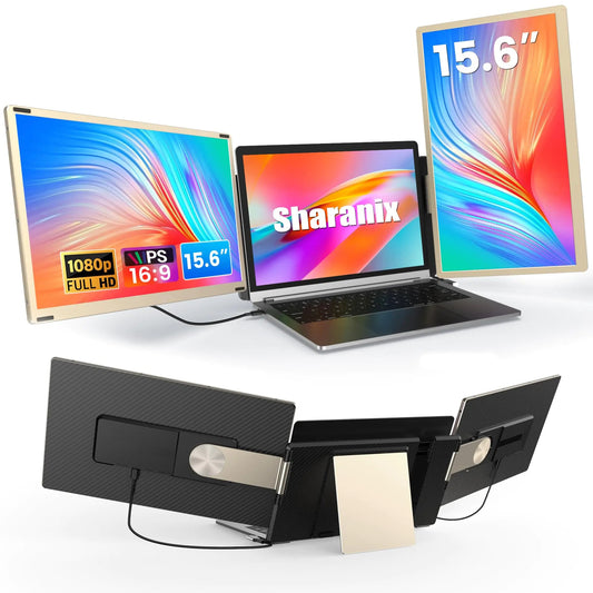 sharanix Updated Laptop Screen Extender15.6" Portable Triple Monitor for Laptop up to 17.3" with IPS FHD 1080P Display Detachable Laptop Extended Monitor Compatible with Mac Wins Dex Chrome - Catch Cards
