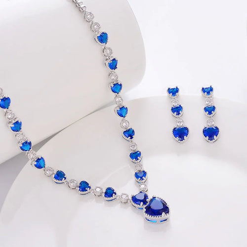 Silver Heart - Shaped Bridal Jewelry Set - Catch Cards