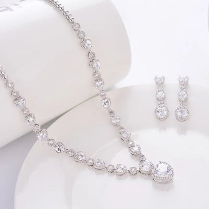 Silver Heart - Shaped Bridal Jewelry Set - Catch Cards