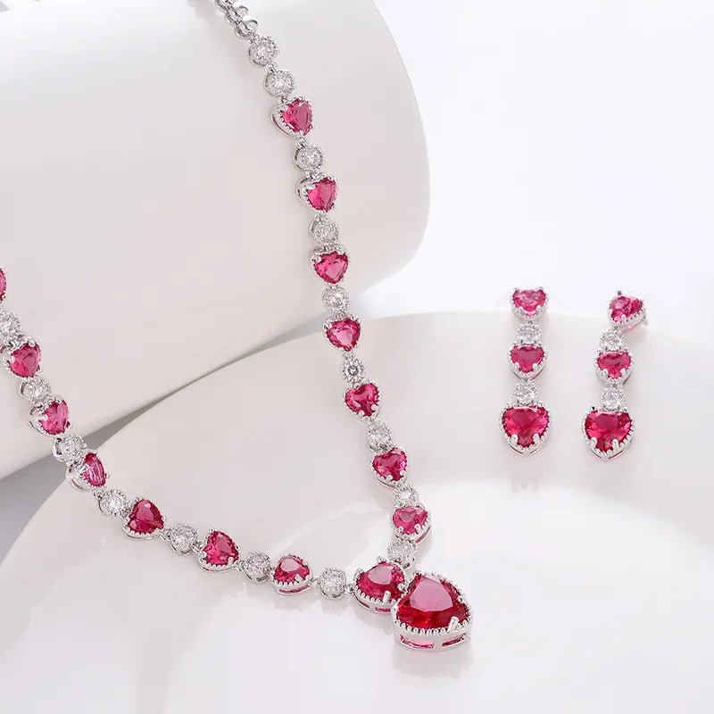 Silver Heart - Shaped Bridal Jewelry Set - Catch Cards